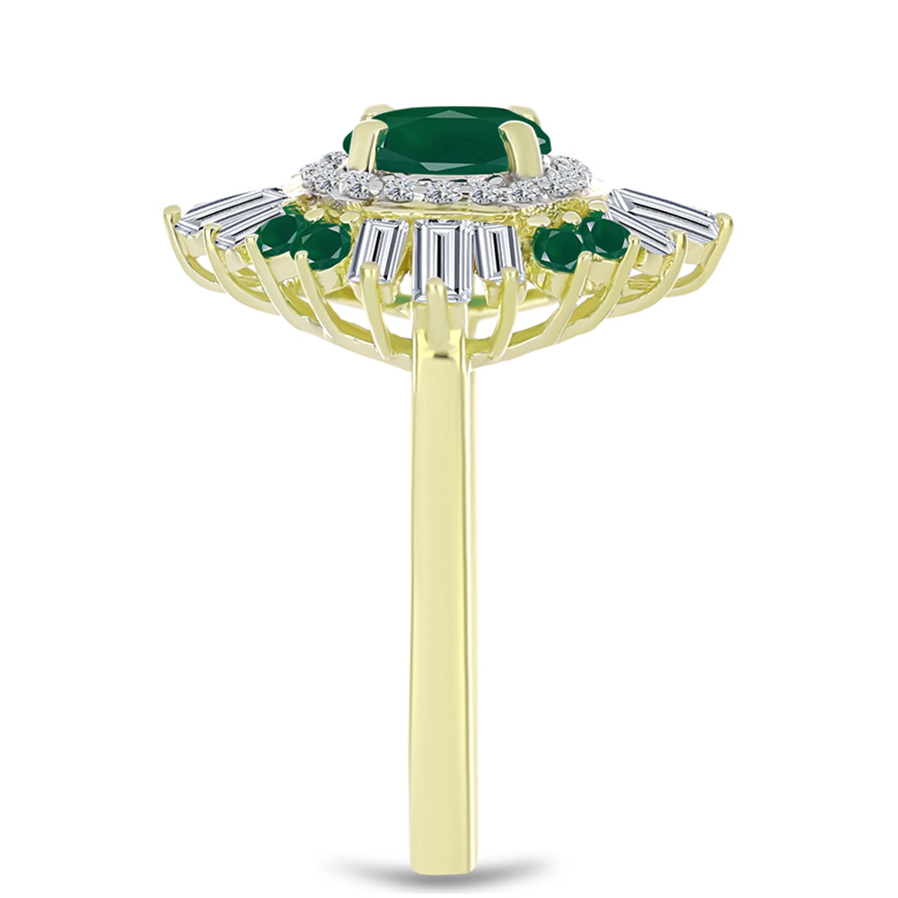 Inel din Argint 925 Placat cu Aur ( 3.24 grame ) cu Agat Verde și Zircon Alb 2.72 Carate 8 