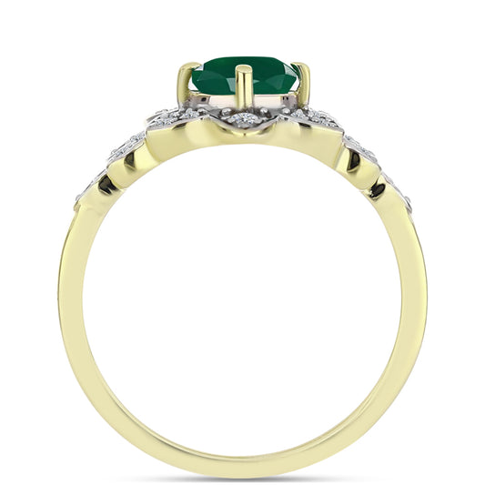 Inel din Argint 925 Placat cu Aur ( 2.69 grame ) cu Agat Verde și Topaz Alb 1.01 Carate