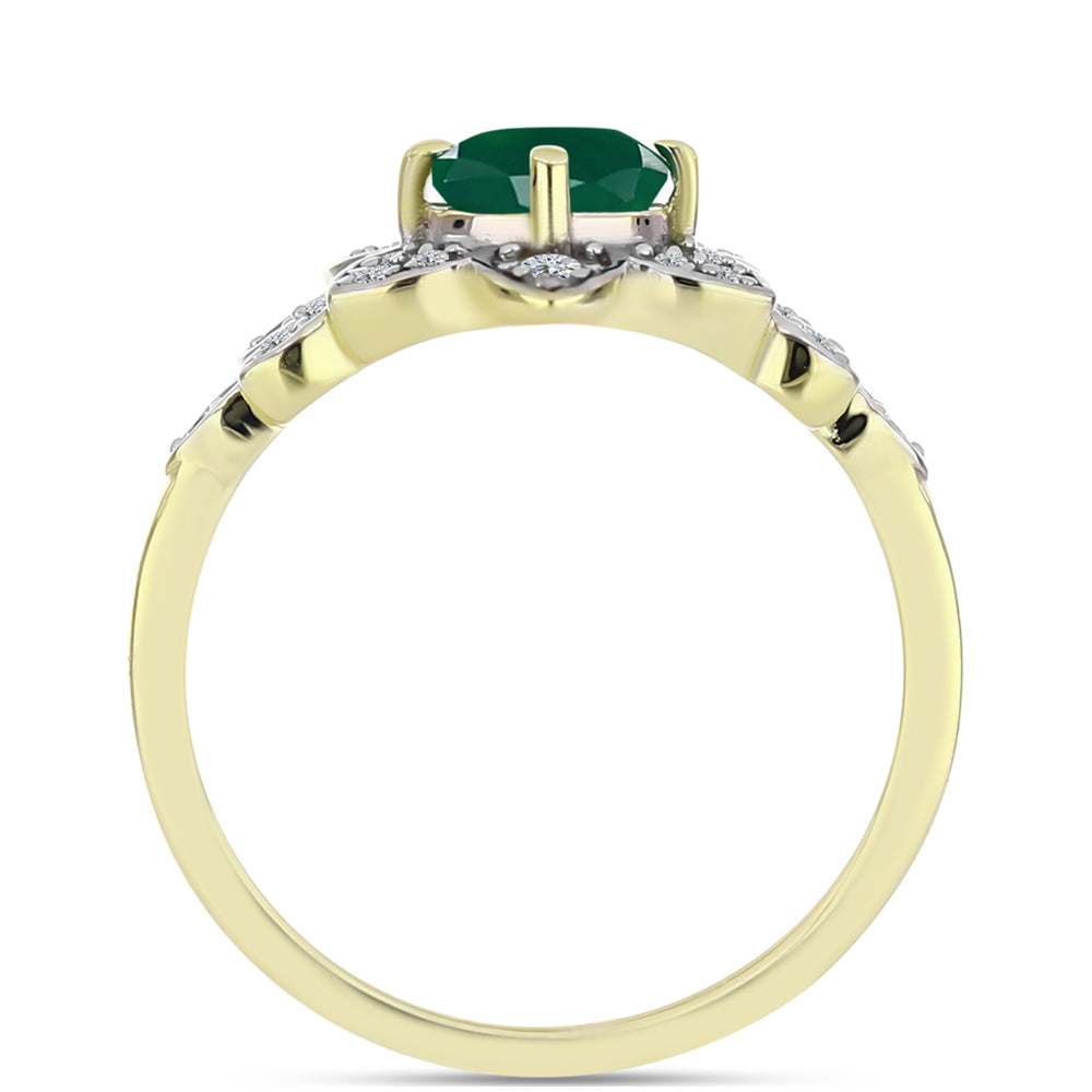 Inel din Argint 925 Placat cu Aur ( 2.69 grame ) cu Agat Verde și Topaz Alb 1.01 Carate 6 