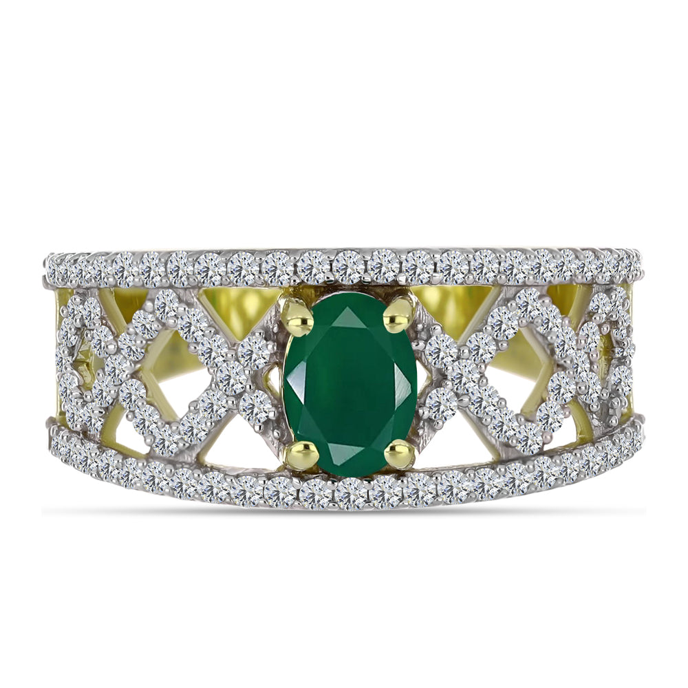 Inel din Argint 925 Placat cu Aur ( 4.6 grame ) cu Agat Verde și Topaz Alb 1.48 Carate 1 
