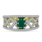 Inel din Argint 925 Placat cu Aur ( 4.6 grame ) cu Agat Verde și Topaz Alb 1.48 Carate