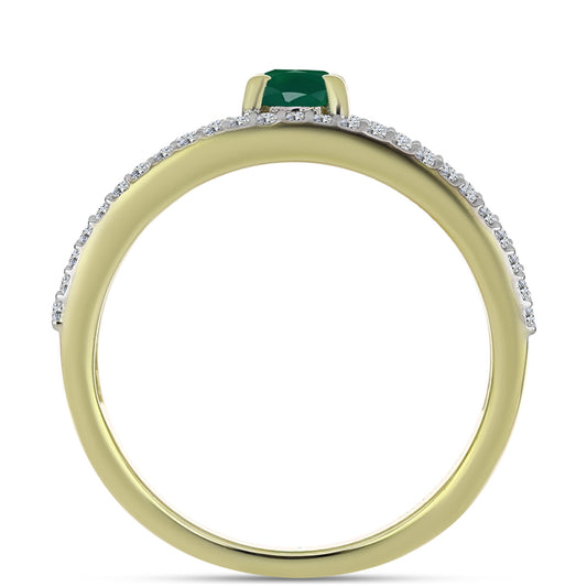 Inel din Argint 925 Placat cu Aur ( 4.6 grame ) cu Agat Verde și Topaz Alb 1.48 Carate