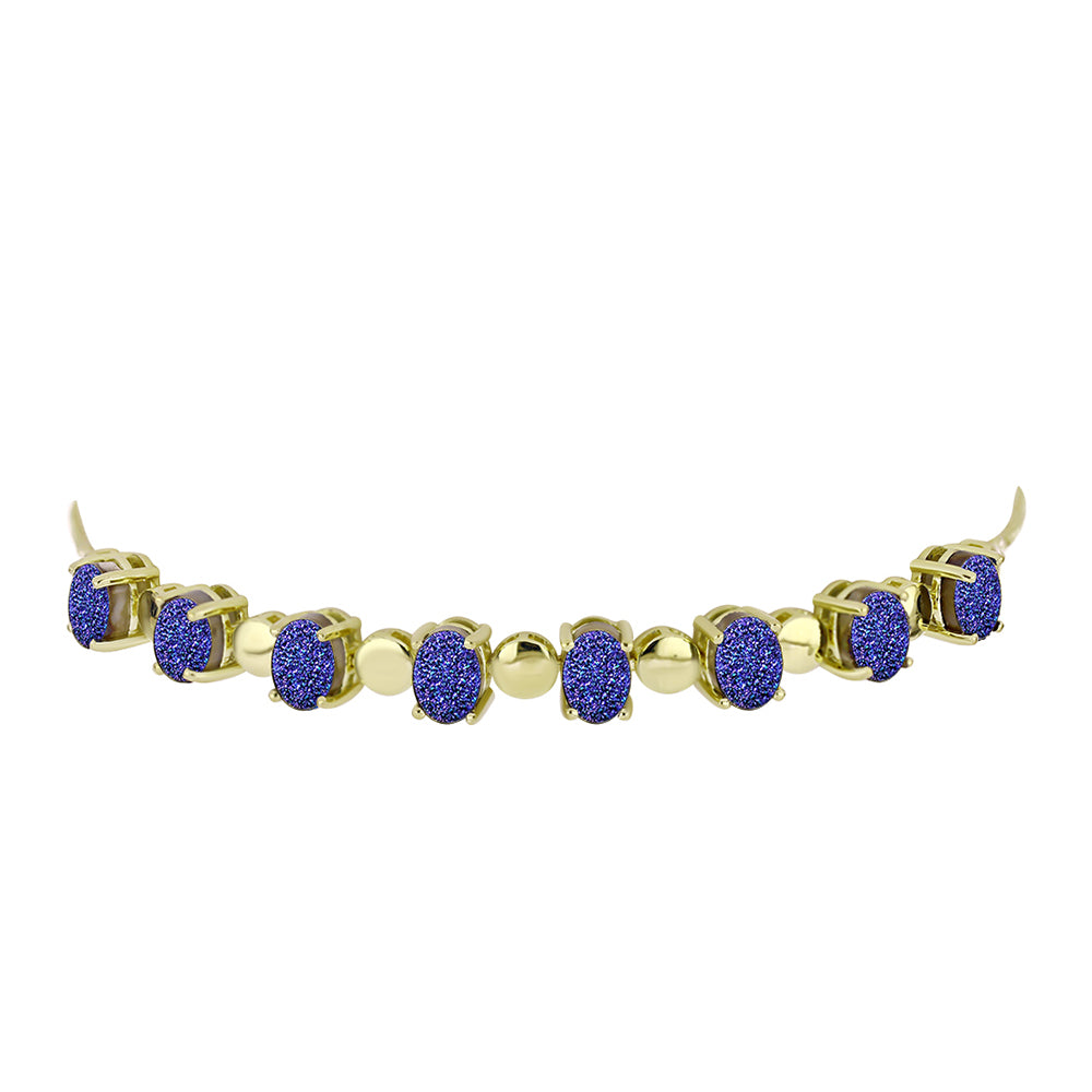 Brățară din Argint 925 Placat cu Aur ( 6.61 grame ) cu Drusă Violet 6.59 Carate