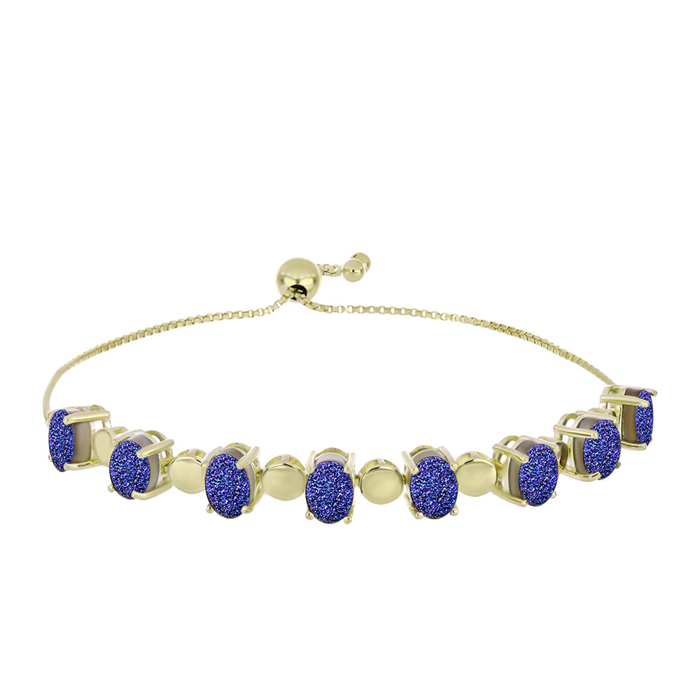Brățară din Argint 925 Placat cu Aur ( 6.61 grame ) cu Drusă Violet 6.59 Carate