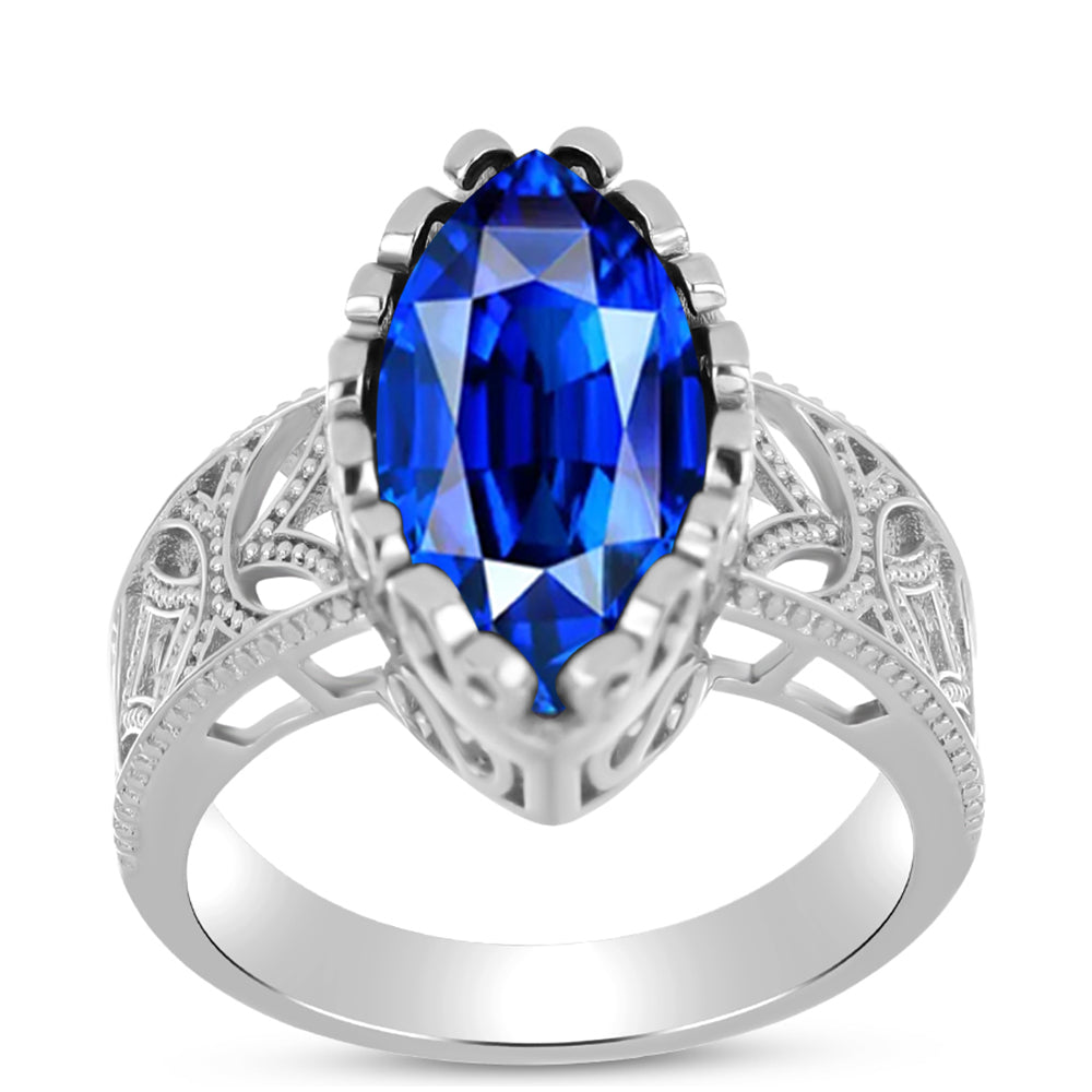 Inel din Argint 925 ( 5.06 grame ) cu Safir Albastru Australian 4.88 Carate 3 