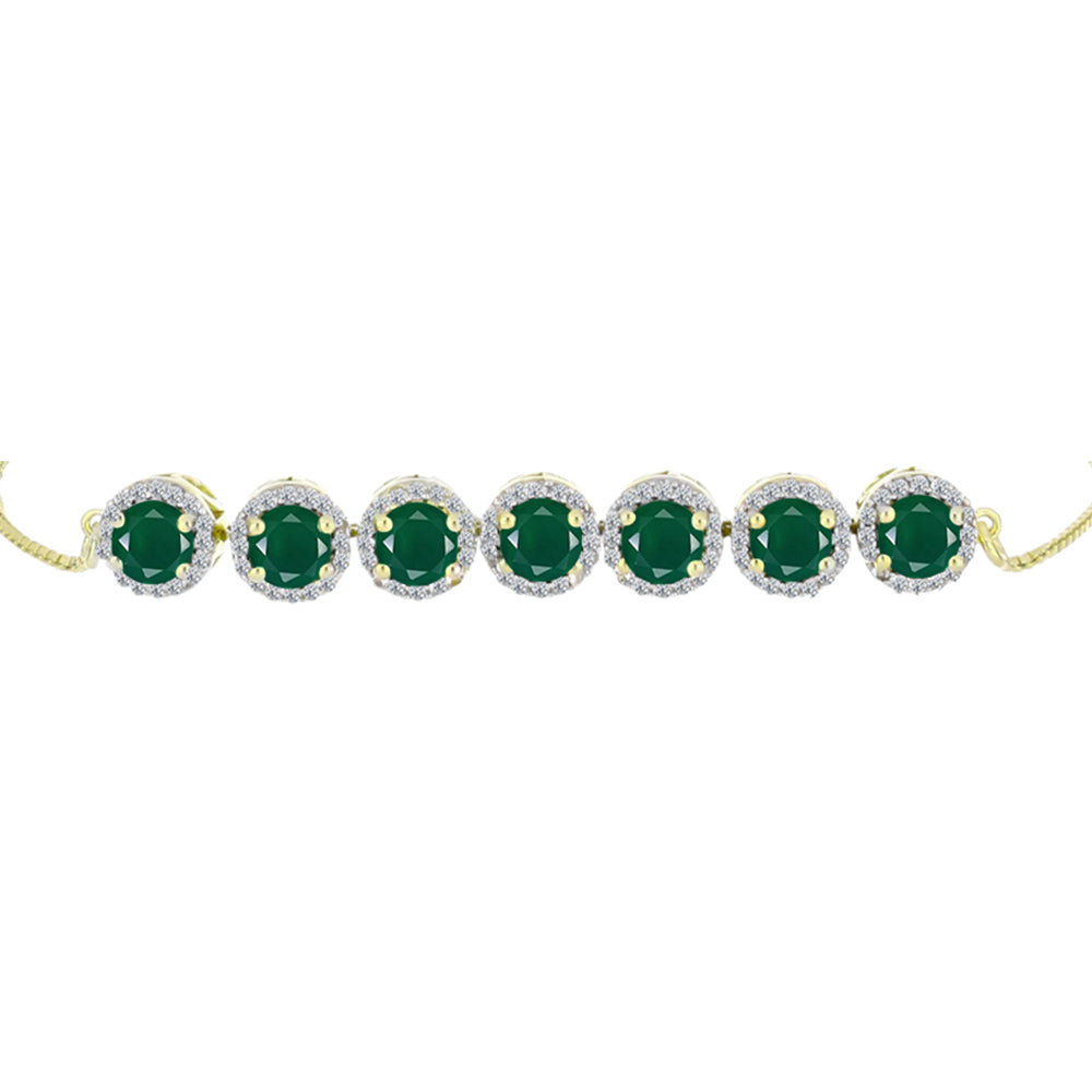 Brățară din Argint 925 Placat cu Aur ( 6.99 grame ) cu Agat Verde și Topaz Alb 3.8 Carate