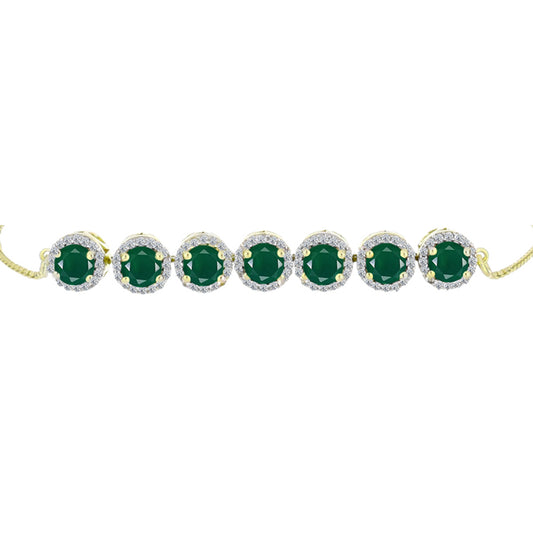 Brățară din Argint 925 Placat cu Aur ( 6.99 grame ) cu Agat Verde și Topaz Alb 3.8 Carate