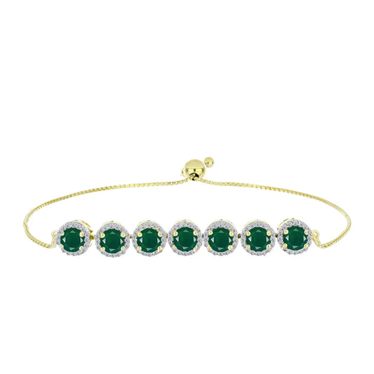 Brățară din Argint 925 Placat cu Aur ( 6.99 grame ) cu Agat Verde și Topaz Alb 3.8 Carate