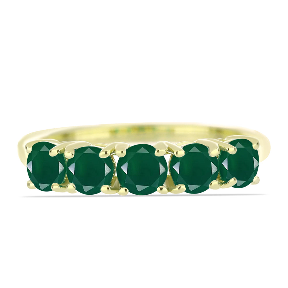 Inel din Argint 925 Placat cu Aur ( 2.17 grame ) cu Agat Verde 1.23 Carate 1 