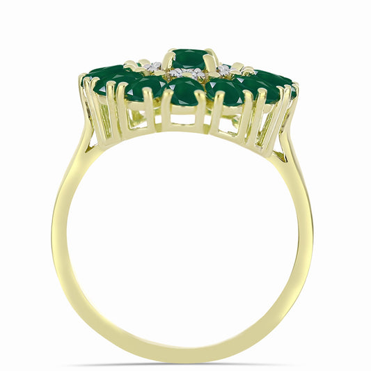 Inel din Argint 925 Placat cu Aur ( 3.89 grame ) cu Agat Verde 2.58 Carate