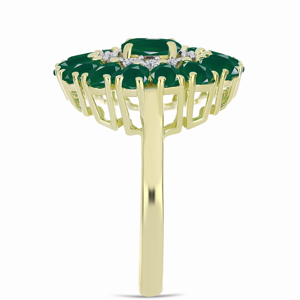 Inel din Argint 925 Placat cu Aur ( 3.89 grame ) cu Agat Verde 2.58 Carate