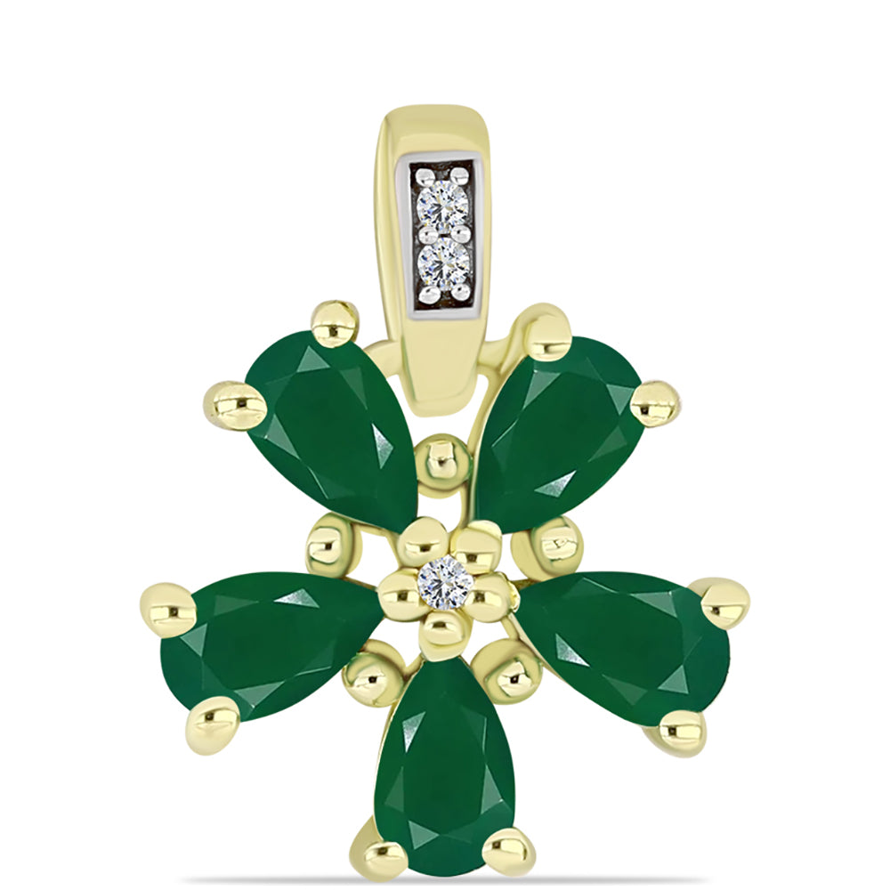 Pandantiv din Argint 925 Placat cu Aur ( 1.44 grame ) cu Agat Verde și Topaz Alb 0.99 Carate 1 