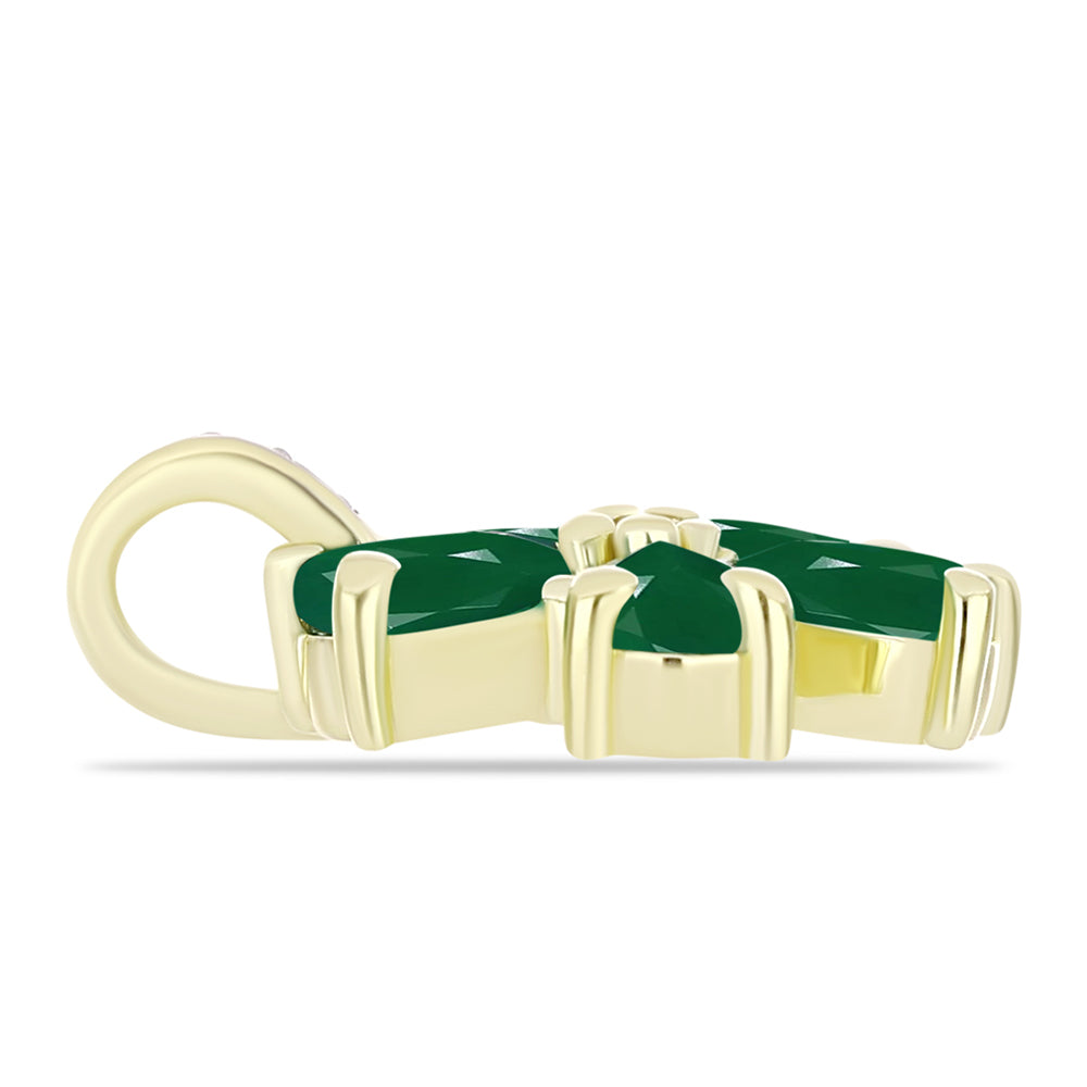 Pandantiv din Argint 925 Placat cu Aur ( 1.44 grame ) cu Agat Verde și Topaz Alb 0.99 Carate