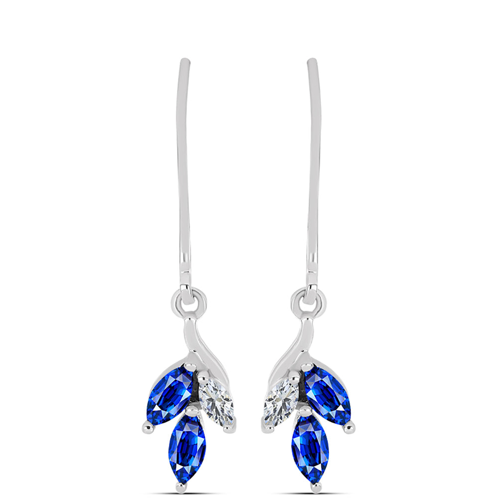 Cercei din Argint 925 ( 1.91 grame ) cu Safir Albastru Australian și Topaz Alb 0.97 Carate