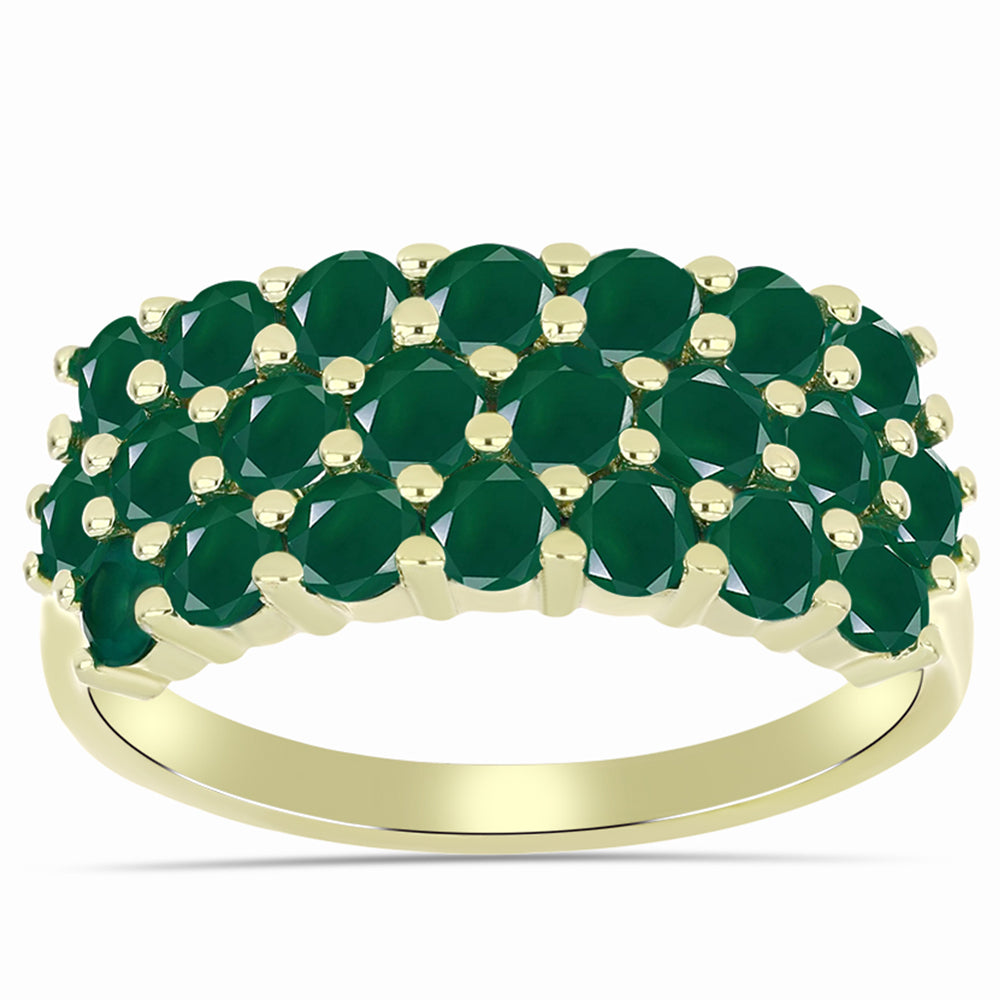 Inel din Argint 925 Placat cu Aur ( 4.35 grame ) cu Agat Verde 2.45 Carate 3 