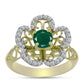 Inel din Argint 925 Placat cu Aur ( 4.26 grame ) cu Agat Verde și Topaz Alb 1.2 Carate