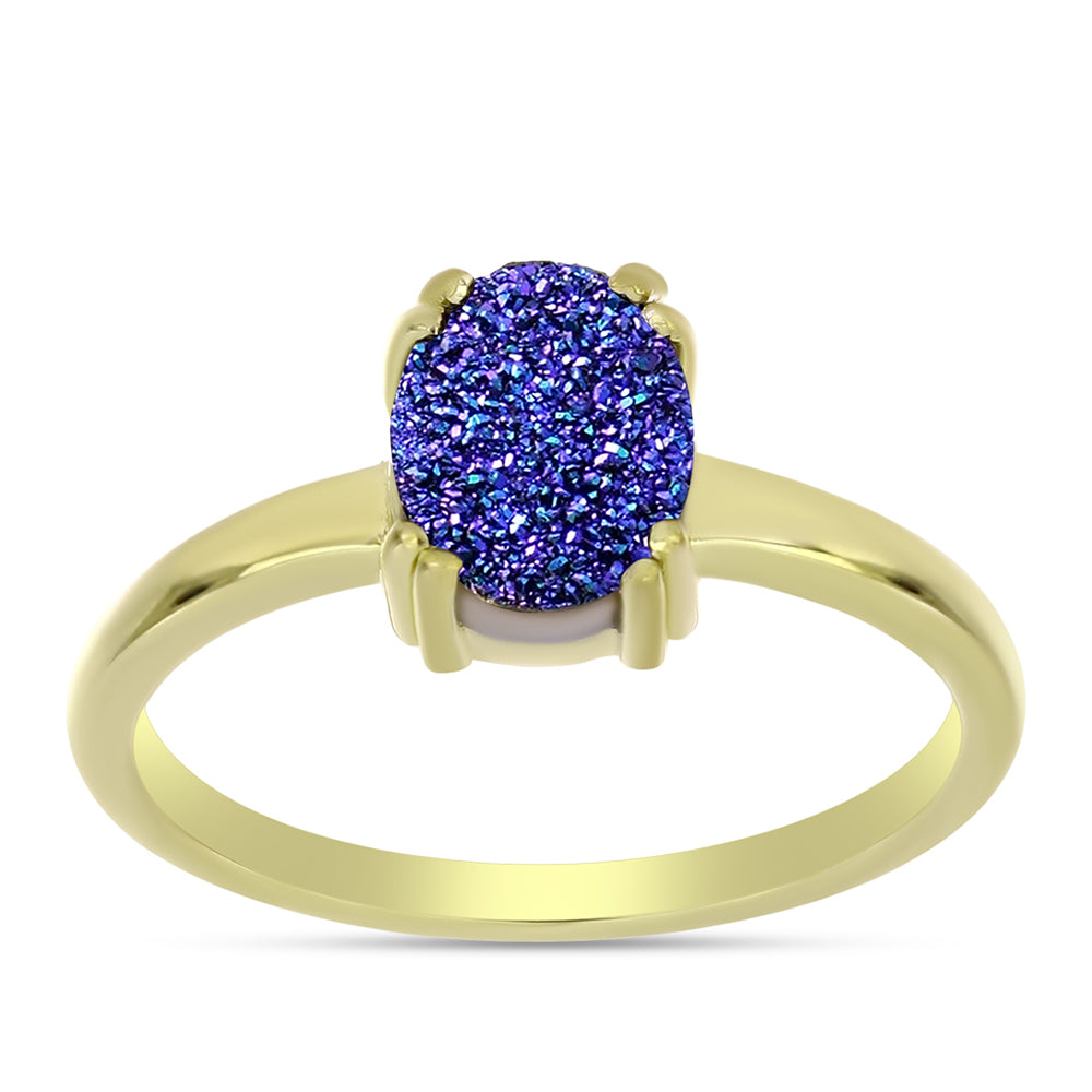 Inel din Argint 925 Placat cu Aur ( 2.55 grame ) cu Drusă Violet 1.76 Carate