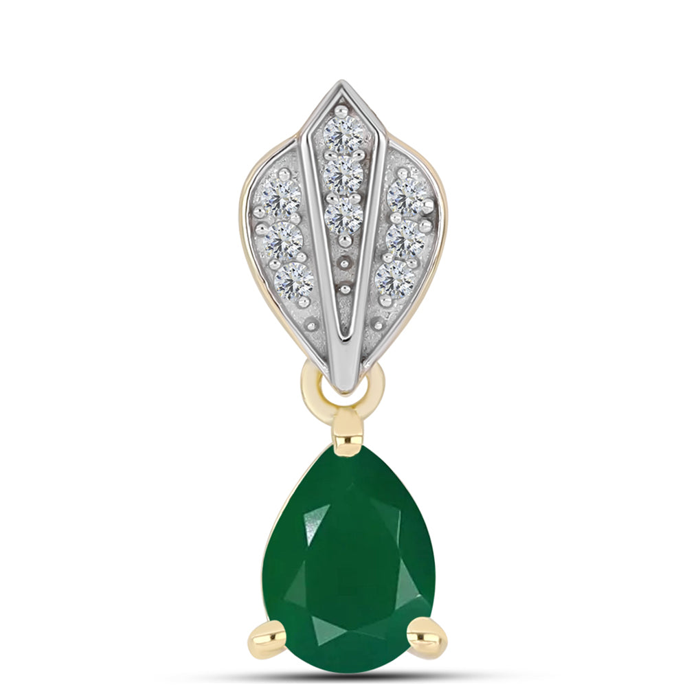 Pandantiv din Argint 925 Placat cu Aur ( 1.05 grame ) cu Agat Verde și Topaz Alb 1.07 Carate 1 