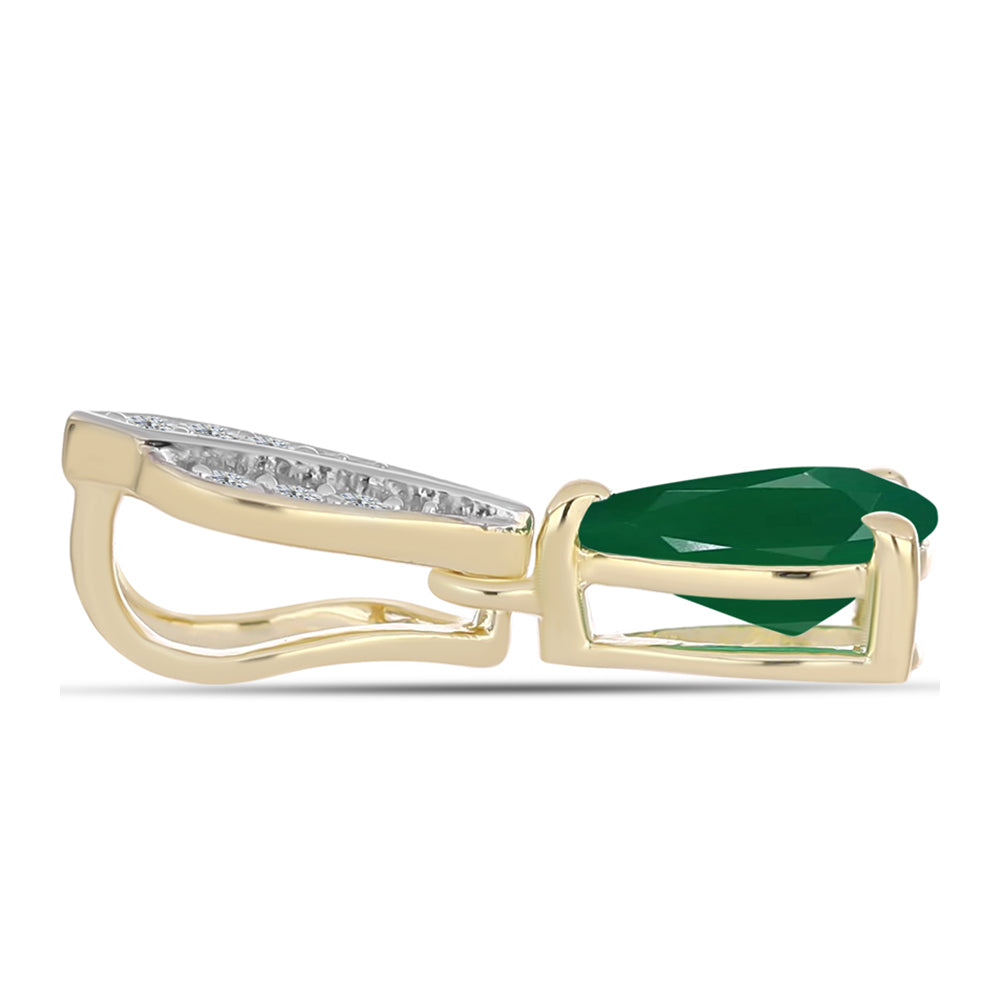 Pandantiv din Argint 925 Placat cu Aur ( 1.05 grame ) cu Agat Verde și Topaz Alb 1.07 Carate