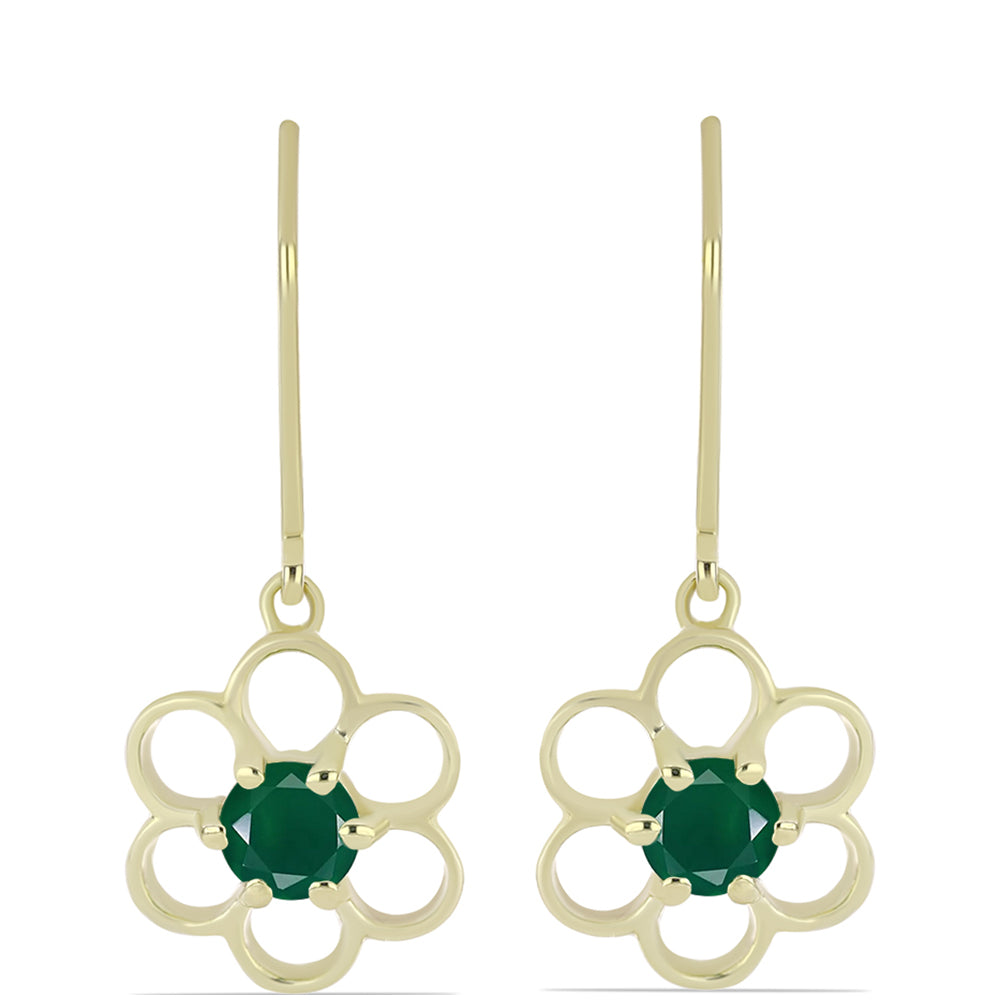 Cercei din Argint 925 Placat cu Aur ( 2.38 grame ) cu Agat Verde 0.86 Carate 1 