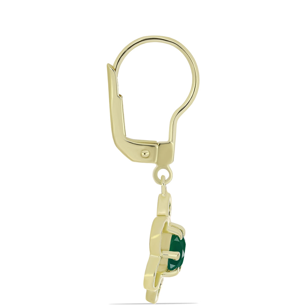 Cercei din Argint 925 Placat cu Aur ( 2.38 grame ) cu Agat Verde 0.86 Carate 2 