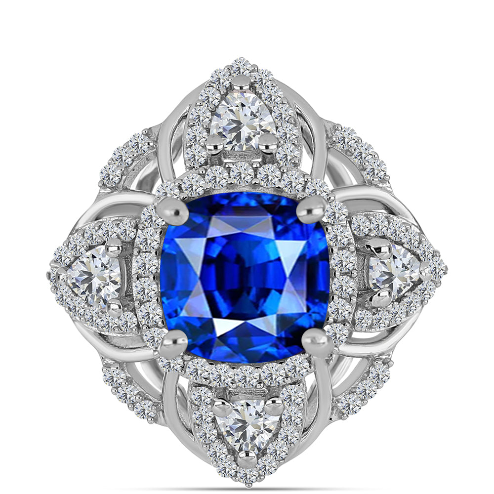 Inel din Argint 925 ( 3.65 grame ) cu Safir Albastru Australian și Topaz Alb 4.18 Carate 5 