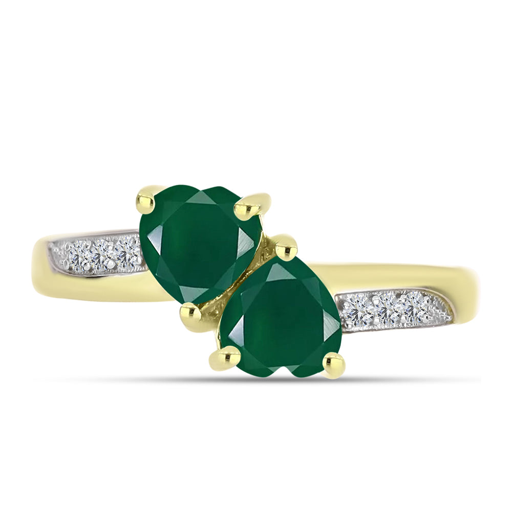 Inel din Argint 925 Placat cu Aur ( 2.78 grame ) cu Agat Verde și Topaz Alb 1.39 Carate 1 