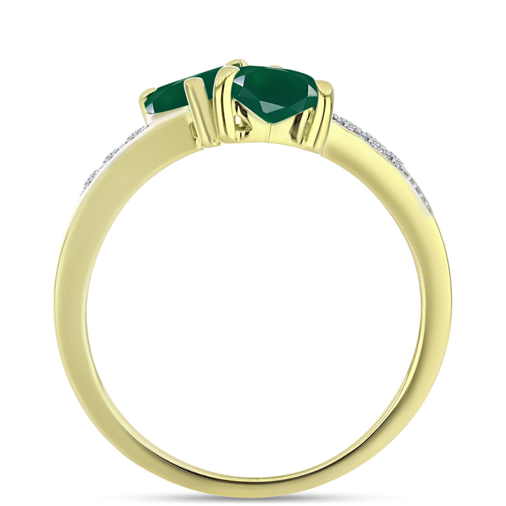 Inel din Argint 925 Placat cu Aur ( 2.78 grame ) cu Agat Verde și Topaz Alb 1.39 Carate 6 