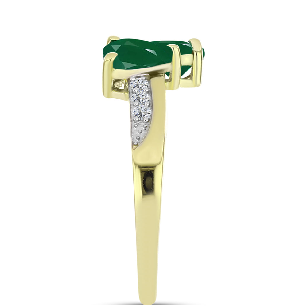 Inel din Argint 925 Placat cu Aur ( 2.78 grame ) cu Agat Verde și Topaz Alb 1.39 Carate 8 