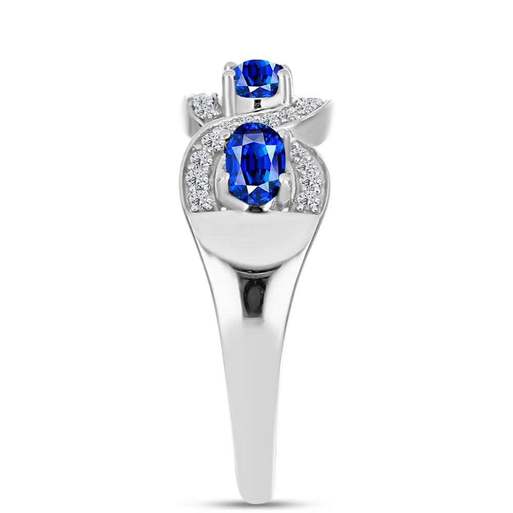 Inel din Argint 925 ( 3.46 grame ) cu Safir Albastru Australian și Topaz Alb 1.28 Carate 4 