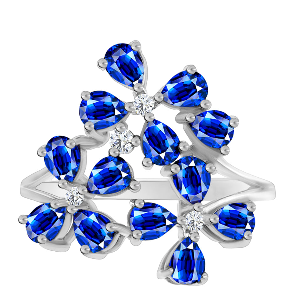 Inel din Argint 925 ( 3.21 grame ) cu Safir Albastru Australian și Topaz Alb 3.17 Carate 1 