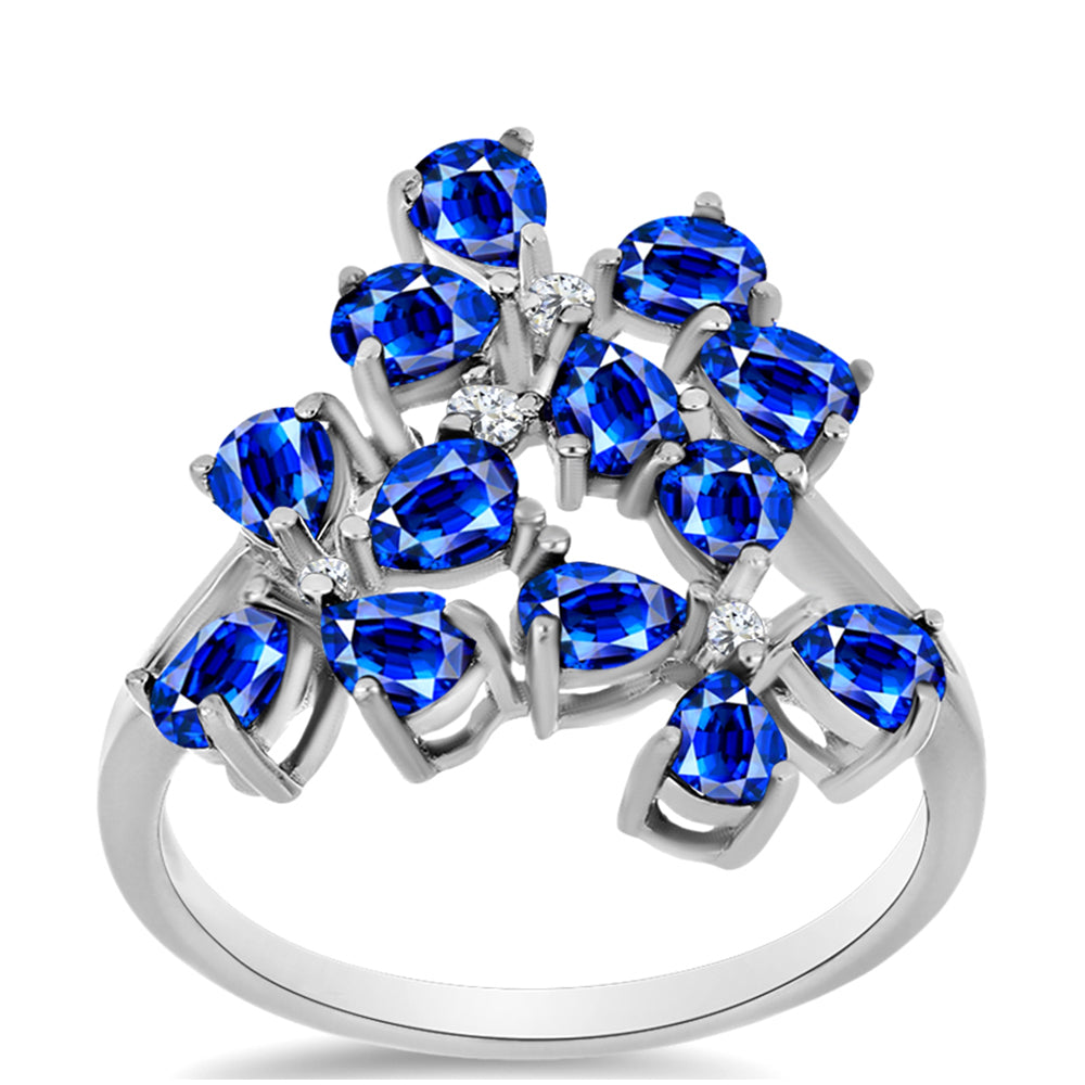 Inel din Argint 925 ( 3.21 grame ) cu Safir Albastru Australian și Topaz Alb 3.17 Carate 3 
