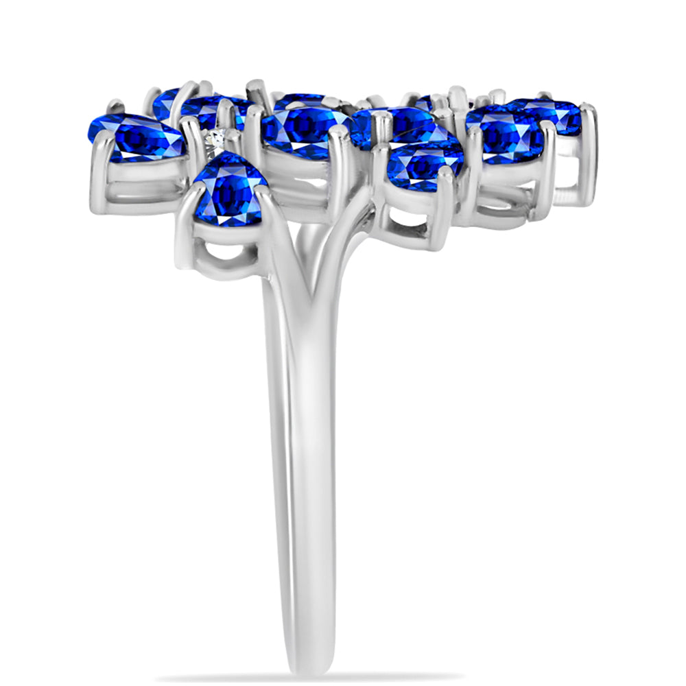Inel din Argint 925 ( 3.21 grame ) cu Safir Albastru Australian și Topaz Alb 3.17 Carate 4 