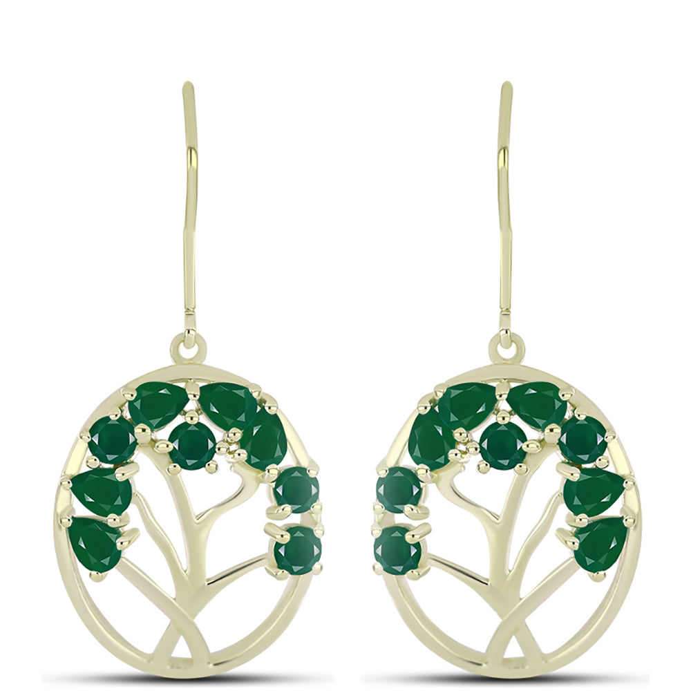 Cercei din Argint 925 Placat cu Aur ( 4.27 grame ) cu Agat Verde 2.39 Carate 3 