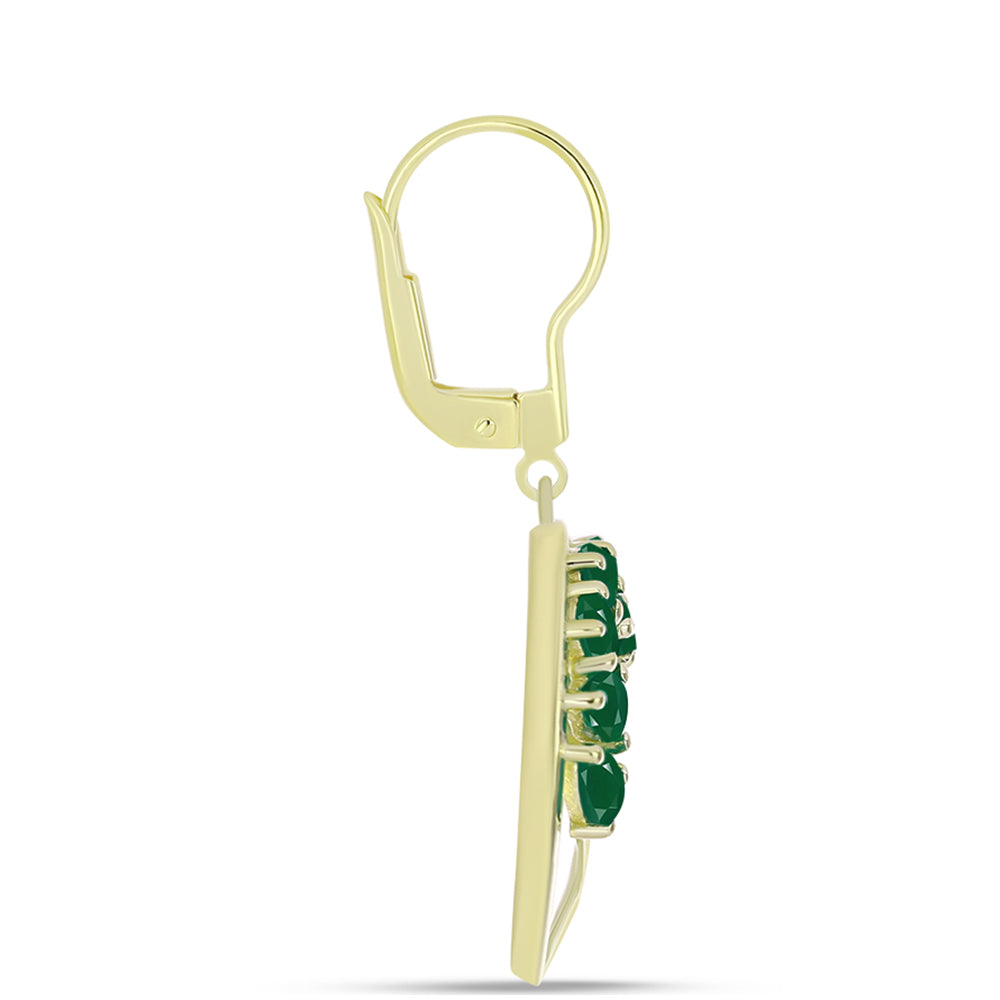 Cercei din Argint 925 Placat cu Aur ( 4.27 grame ) cu Agat Verde 2.39 Carate