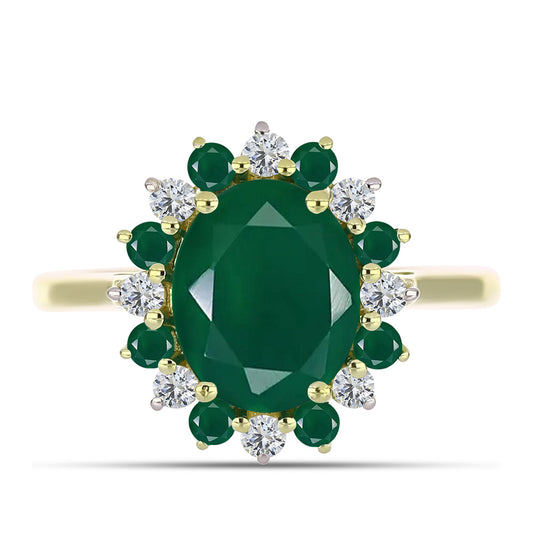 Inel din Argint 925 Placat cu Aur ( 2.57 grame ) cu Agat Verde 2.81 Carate