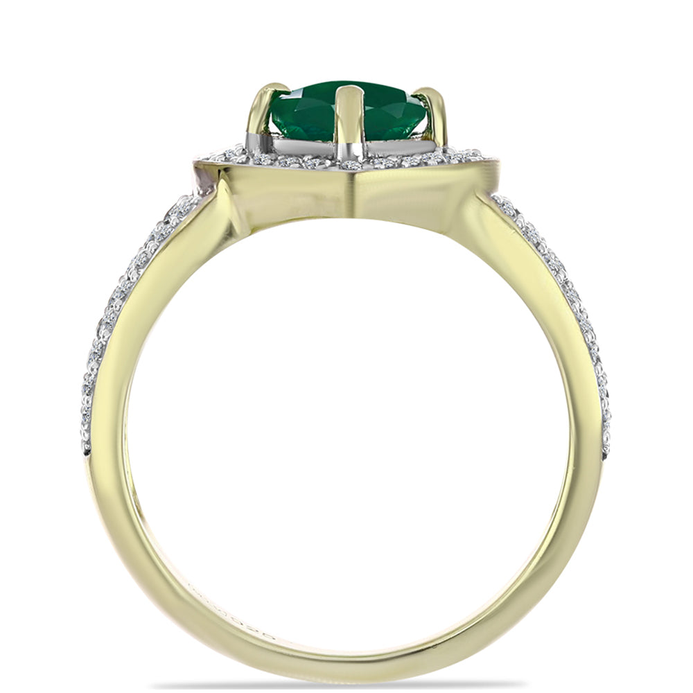 Inel din Argint 925 Placat cu Aur ( 3.59 grame ) cu Agat Verde și Topaz Alb 1.86 Carate 2 