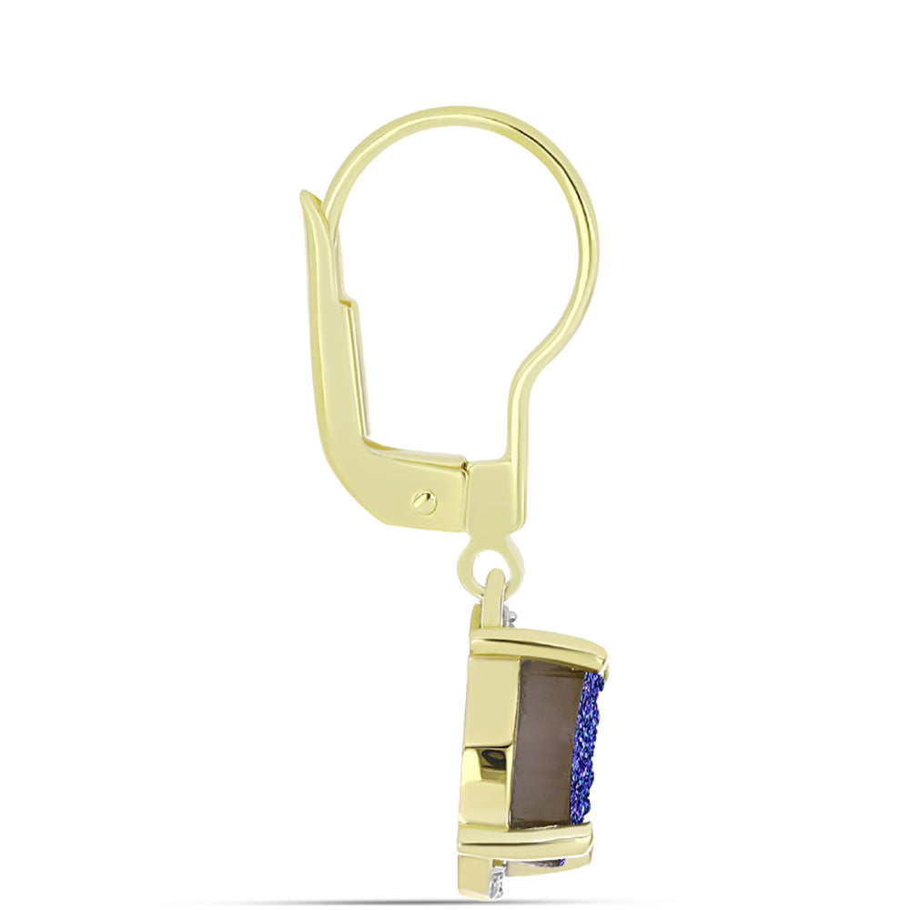 Cercei din Argint 925 Placat cu Aur ( 2.18 grame ) cu Drusă Violet și Topaz Alb 2.52 Carate 4 