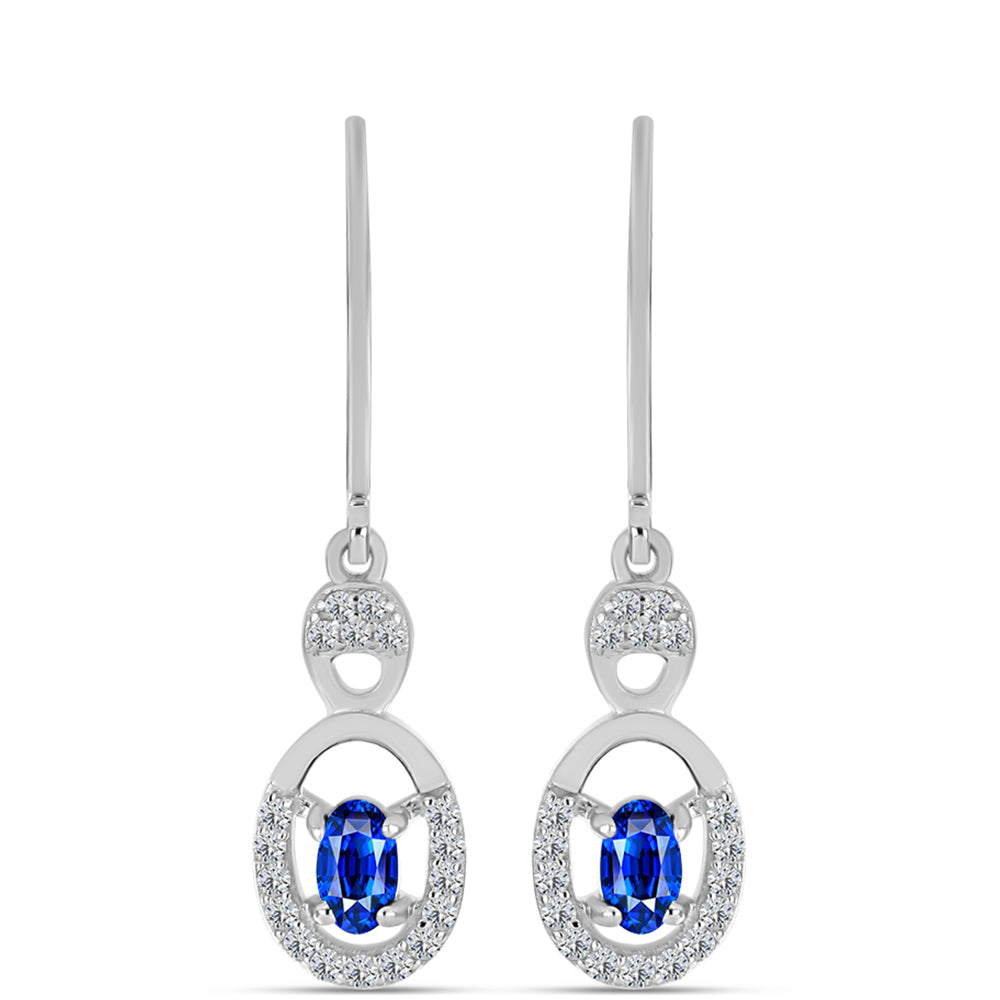 Cercei din Argint 925 ( 2.29 grame ) cu Safir Albastru Australian și Topaz Alb 0.96 Carate