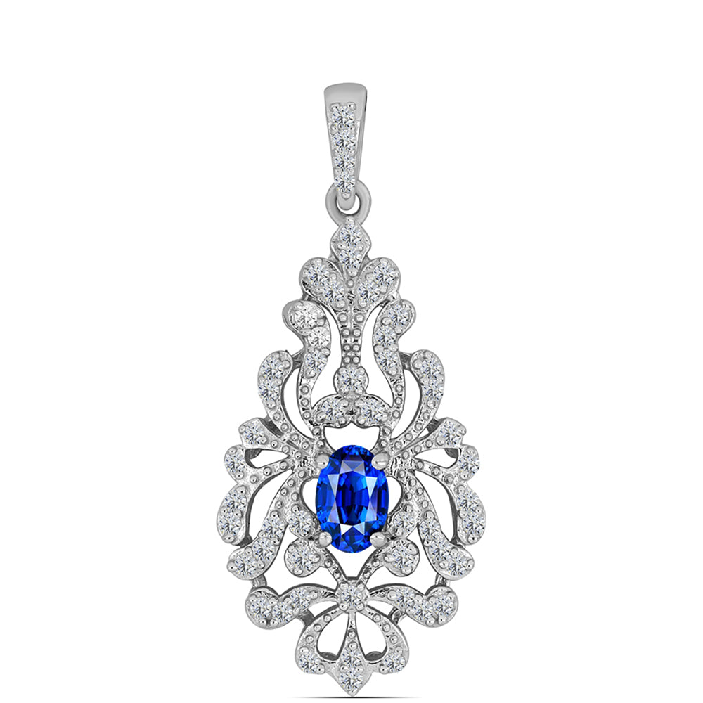 Pandantiv din Argint 925 ( 2.59 grame ) cu Safir Albastru Australian și Topaz Alb 1.04 Carate 1 