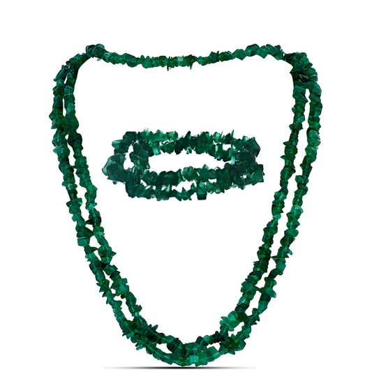 Set din Pepită ( 81.63 grame ) cu Agat Verde 408.13 Carate ( Colier+Brățară )