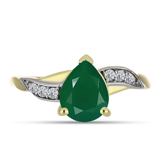 Inel din Argint 925 Placat cu Aur ( 2.32 grame ) cu Agat Verde și Topaz Alb 1.58 Carate
