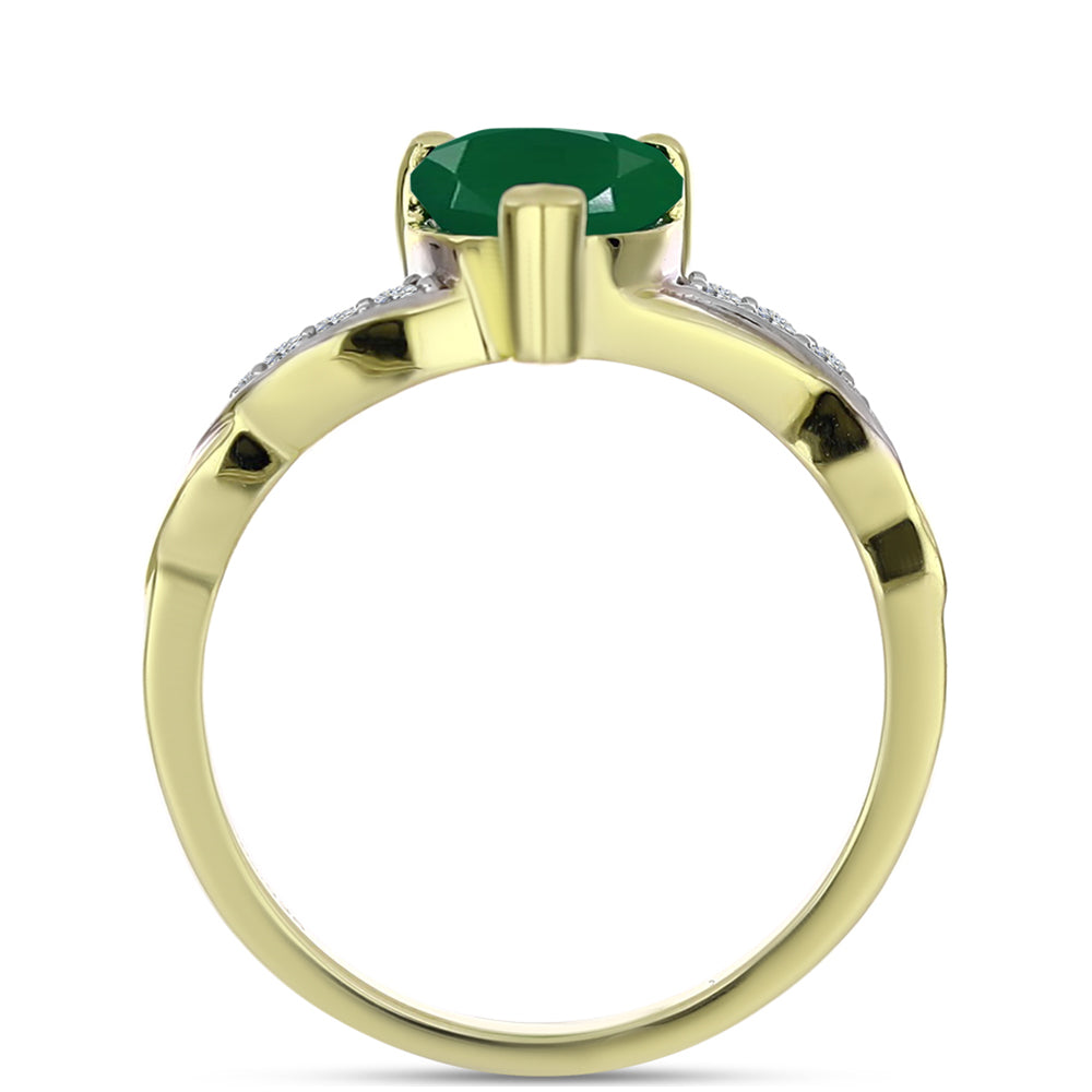 Inel din Argint 925 Placat cu Aur ( 2.32 grame ) cu Agat Verde și Topaz Alb 1.58 Carate