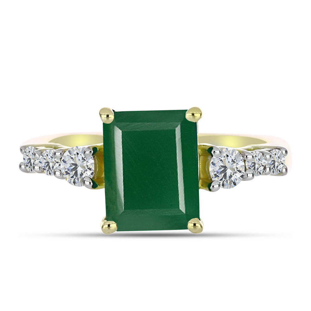 Inel din Argint 925 Placat cu Aur ( 2.52 grame ) cu Agat Verde și Topaz Alb 2.54 Carate 5 