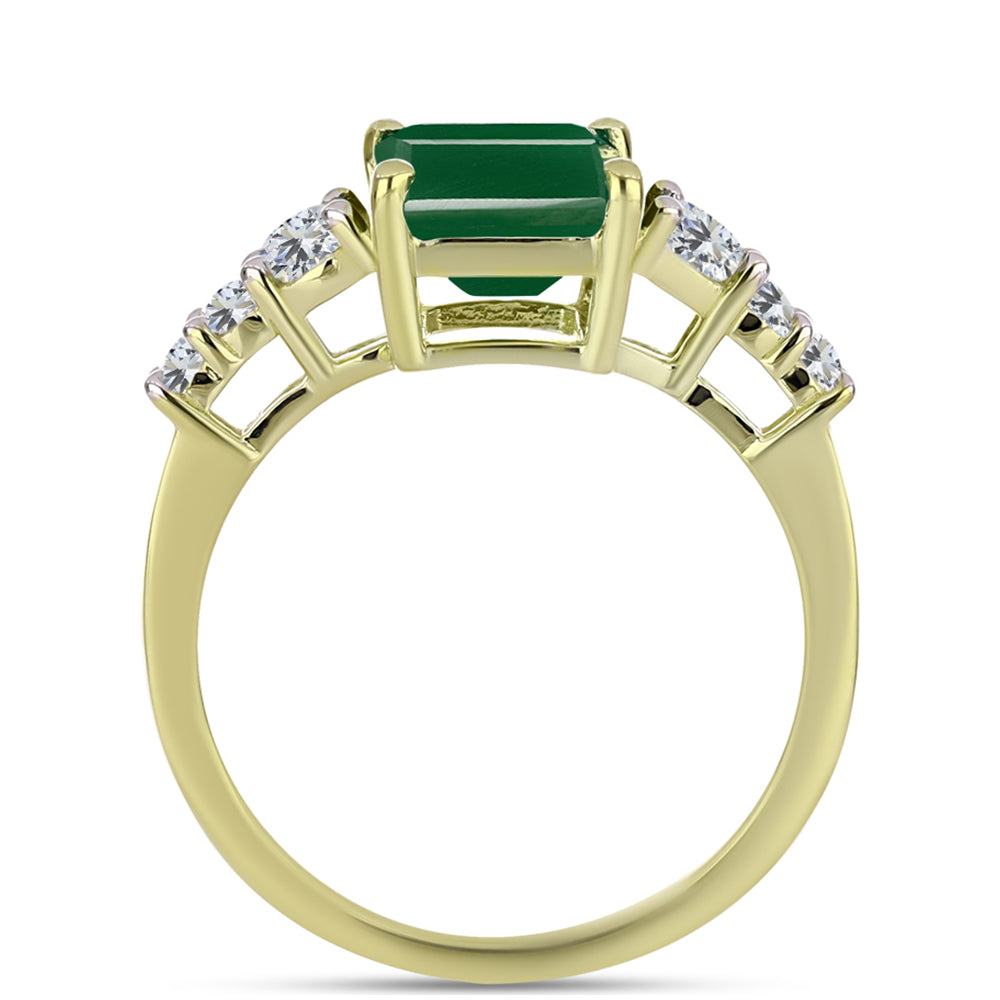 Inel din Argint 925 Placat cu Aur ( 2.52 grame ) cu Agat Verde și Topaz Alb 2.54 Carate 2 