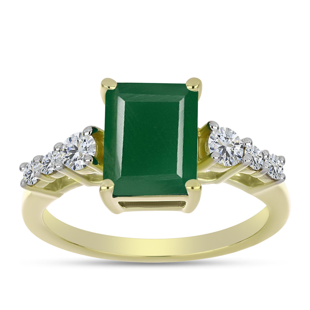 Inel din Argint 925 Placat cu Aur ( 2.52 grame ) cu Agat Verde și Topaz Alb 2.54 Carate
