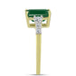 Inel din Argint 925 Placat cu Aur ( 2.52 grame ) cu Agat Verde și Topaz Alb 2.54 Carate