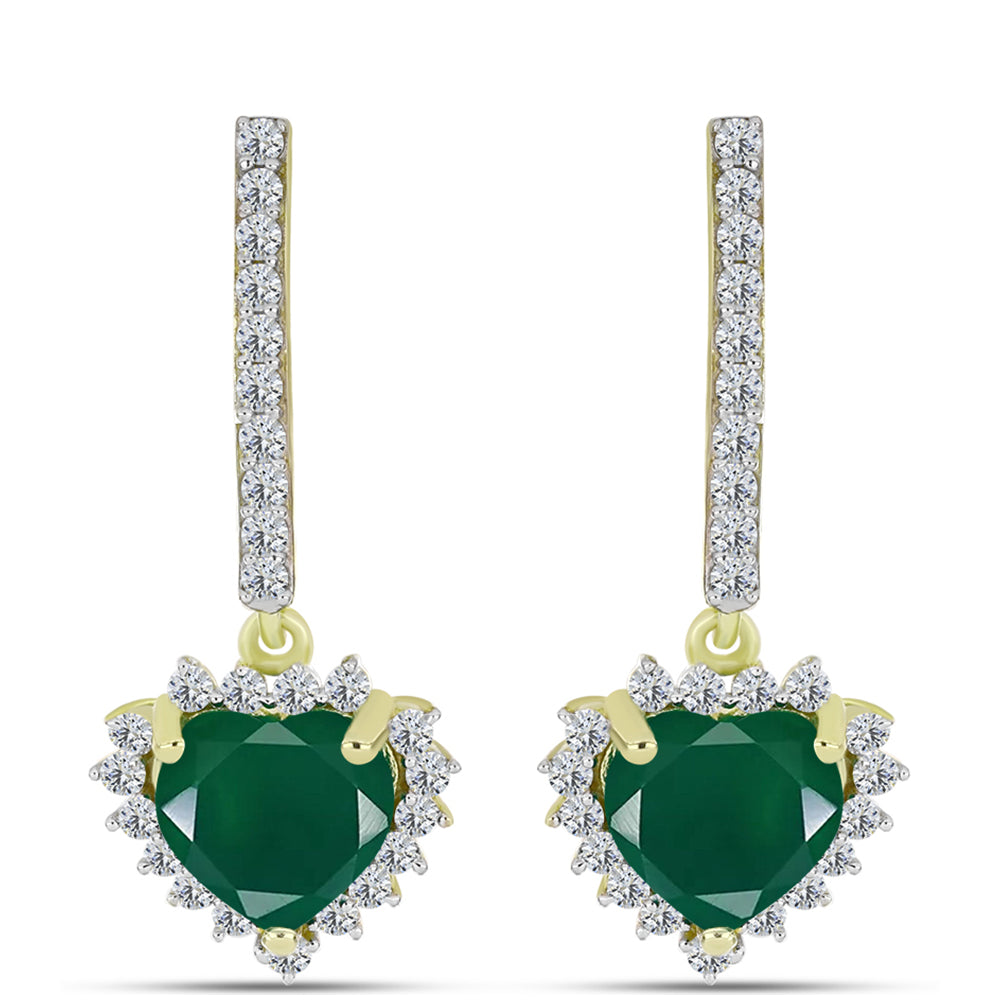 Cercei din Argint 925 Placat cu Aur ( 3.96 grame ) cu Agat Verde și Topaz Alb 3.97 Carate 1 