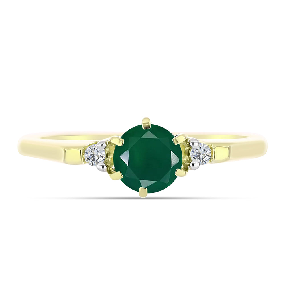 Inel din Argint 925 Placat cu Aur ( 2.44 grame ) cu Agat Verde și Topaz Alb 0.82 Carate 1 