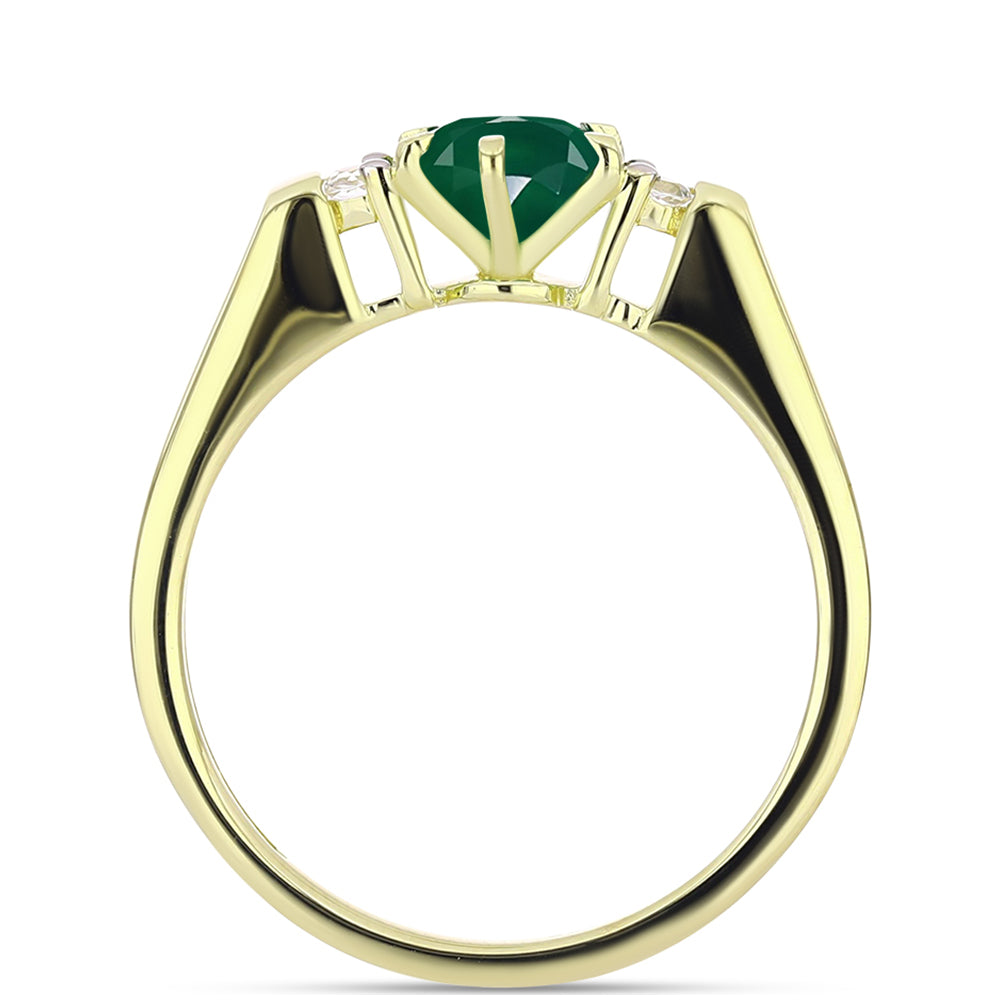 Inel din Argint 925 Placat cu Aur ( 2.44 grame ) cu Agat Verde și Topaz Alb 0.82 Carate